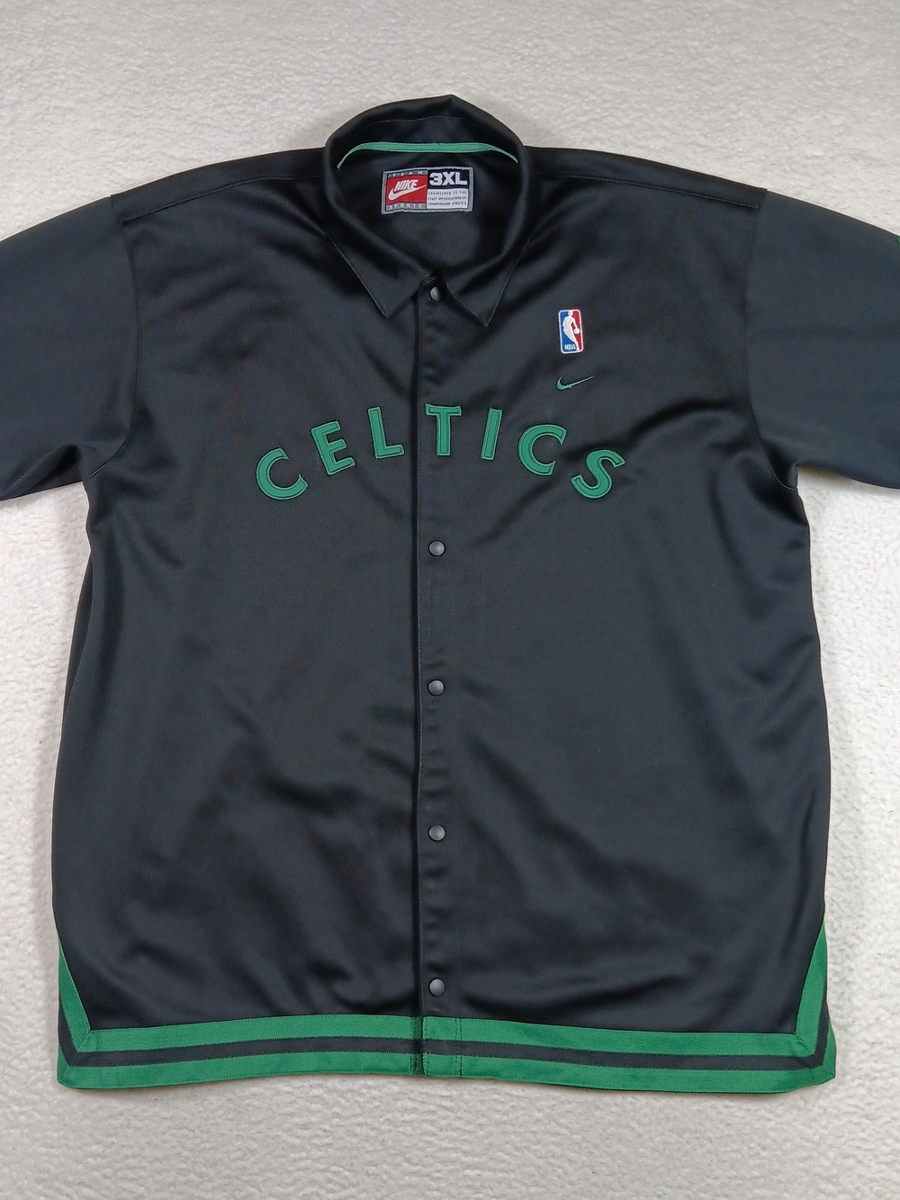 Nike Boston Celtics Rewind Shooting Shirt Mens 3XL Black Warm Up Snap Button 25